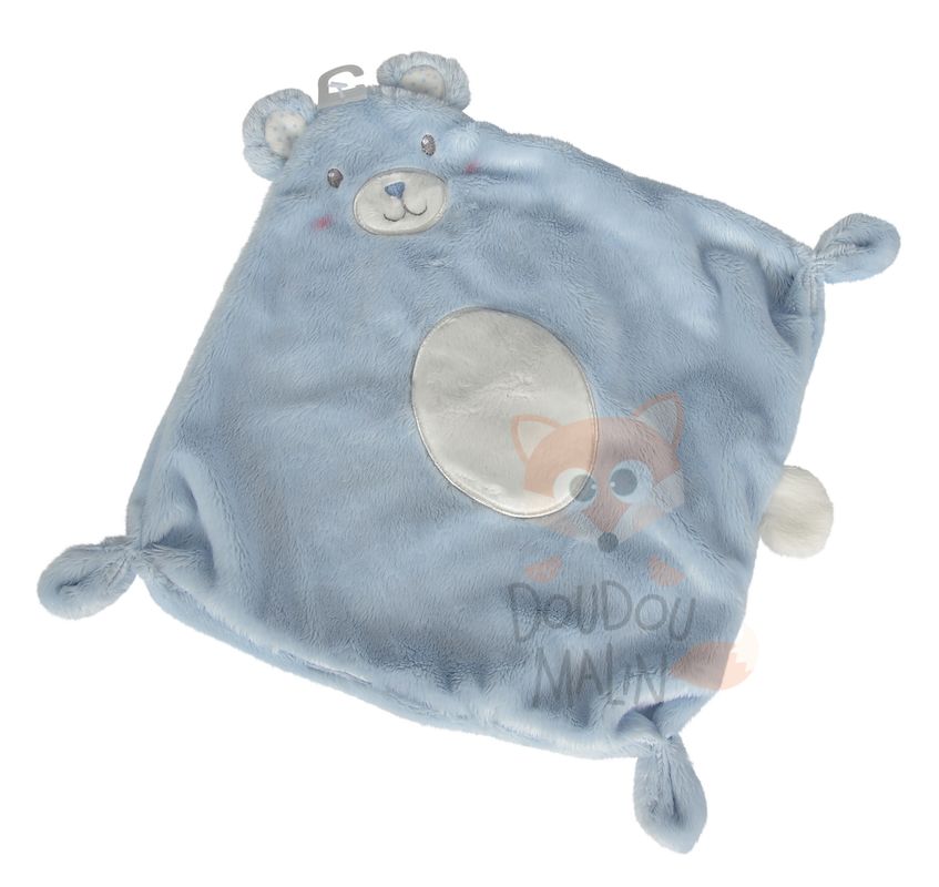  milk baby comforter blue bear white 